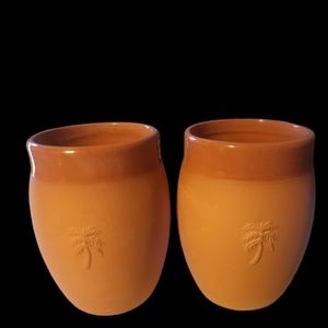 Earthworks Pottery Products Clay Wine Cup Chai Tea Palm Tree Motif